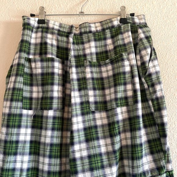 The Ragged Priest Escape Cargo Pants Wide Leg High Waist Plaid Trousers Green - Picture 8 of 10